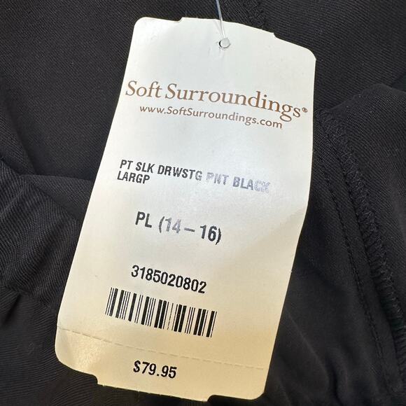 Soft Surrounding Silk Drawstring Pants Black Large Petite - Picture 6 of 7